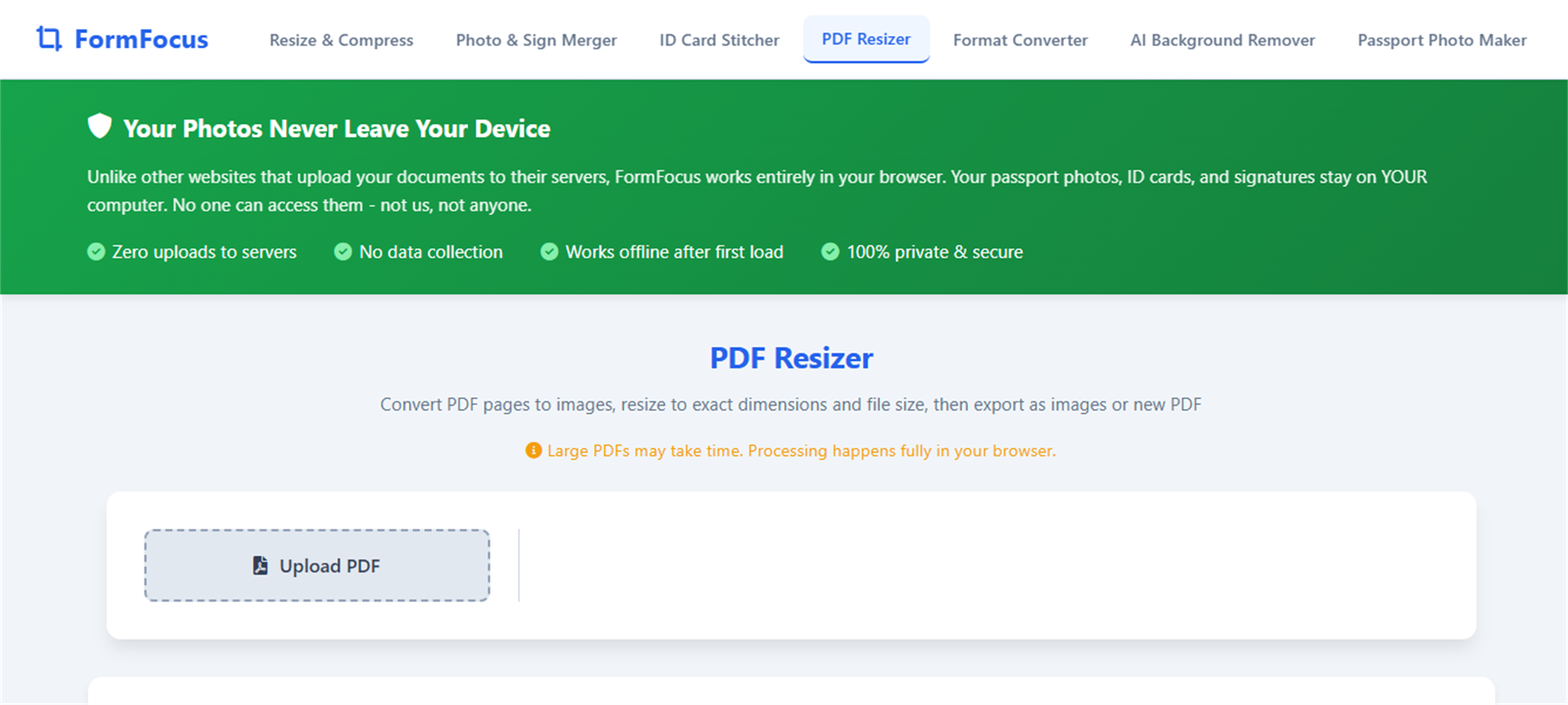 Form Focus – main interface